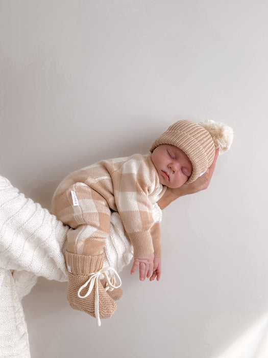 Beanie | Gingham (Caramel)