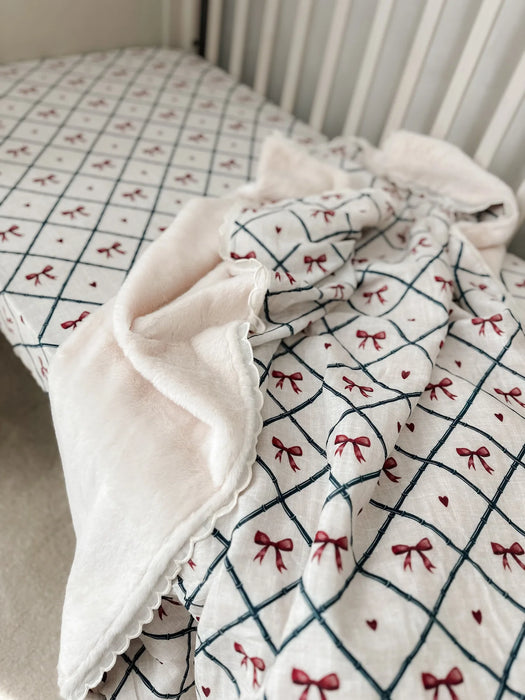 Bow Peep Fur Line Cot Blanket
