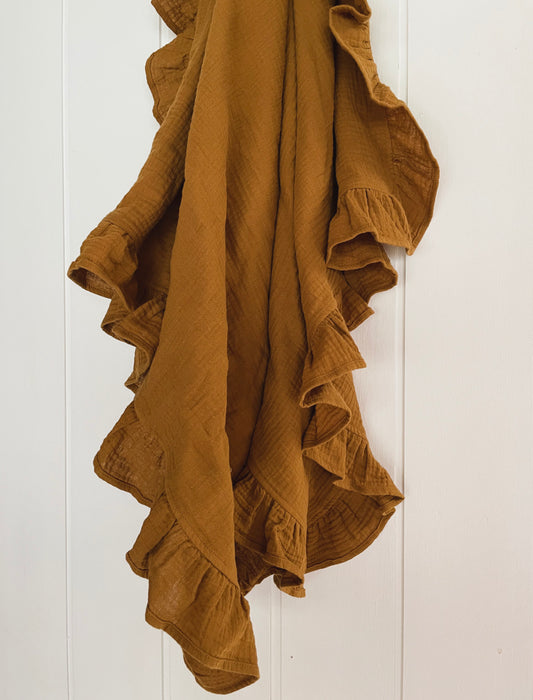 Organic Ruffle Swaddle | Rust