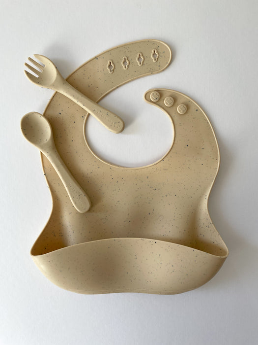 Silicone Bib - Speckle Beige