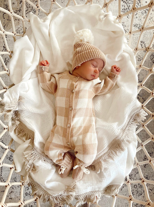 Beanie | Gingham (Caramel)