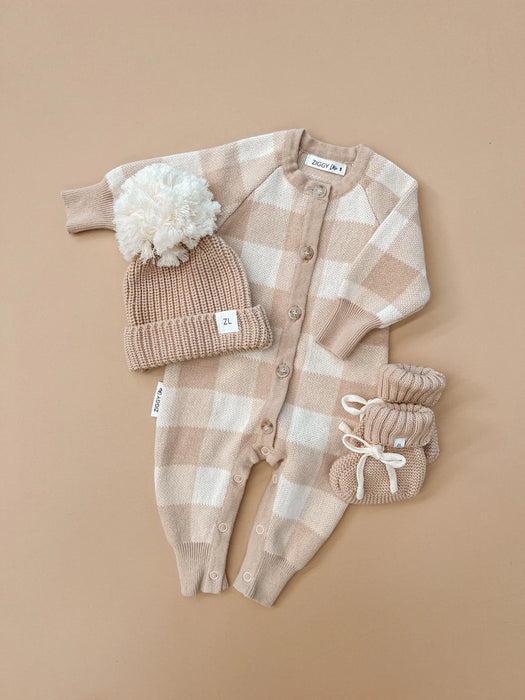 Beanie | Gingham (Caramel)