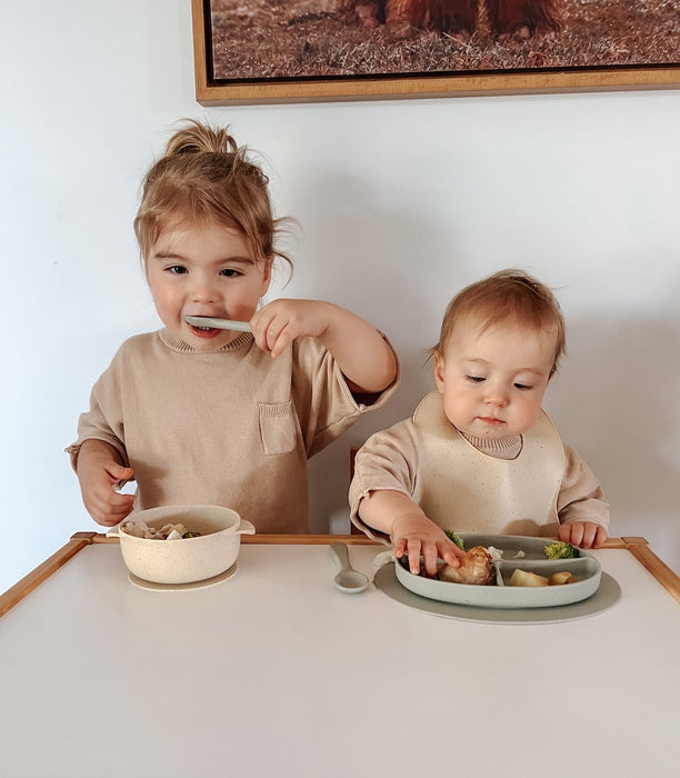 Silicone Suction Bowl - Speckle Beige