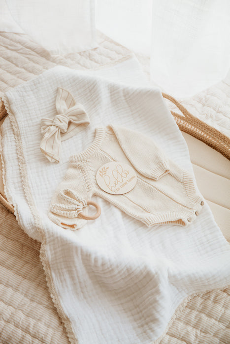Soft, Heirloom Lace Baby Blanket, Organic Cotton Gauze